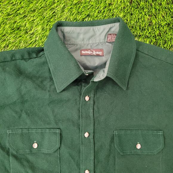 Vintage 90s Northwest-Territory Flannel Button Shirt XL 26x30 Green - Picture 3 of 12